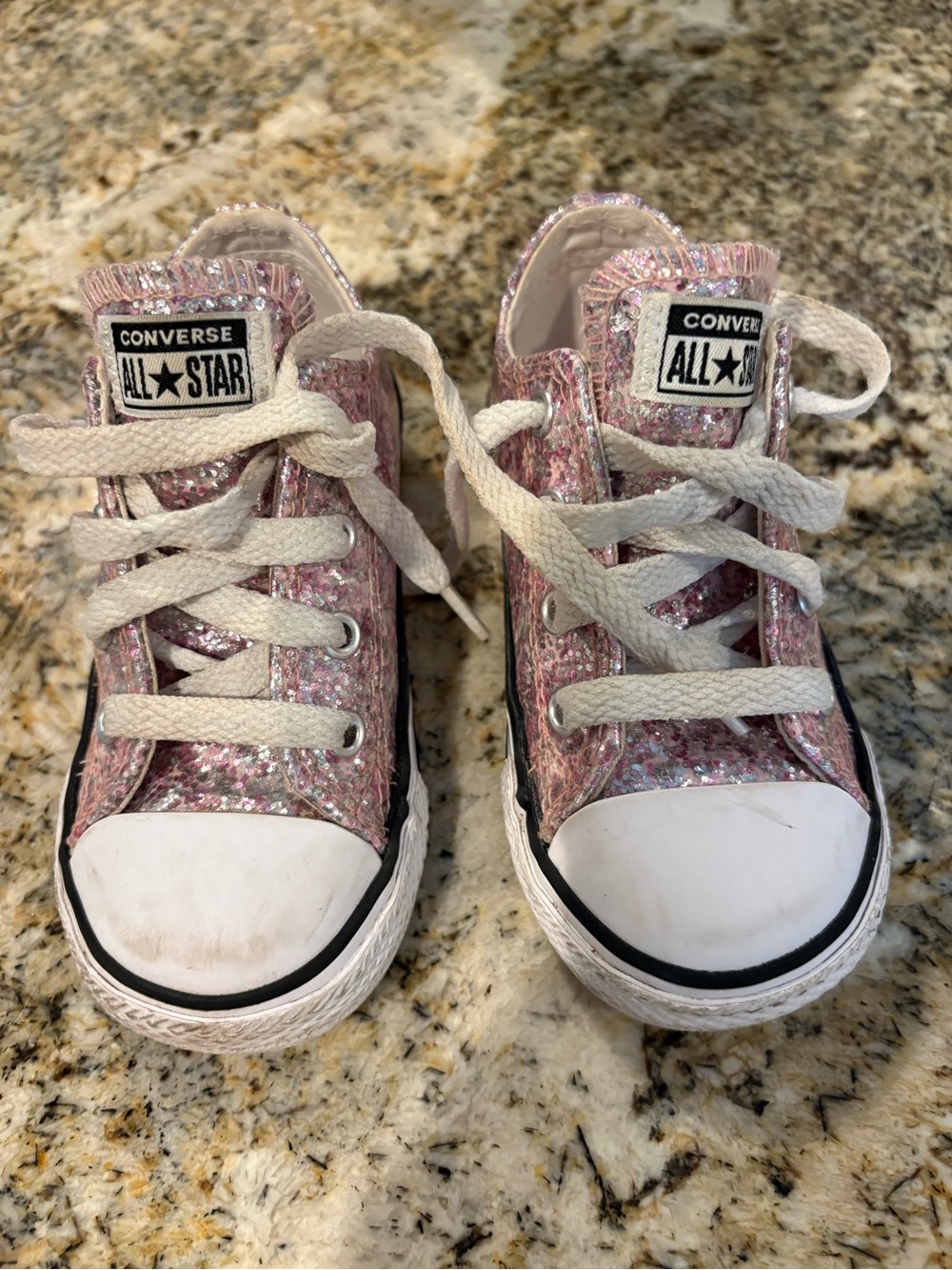 Converse Kids Pink Glitter All Star Low Top Sneakers